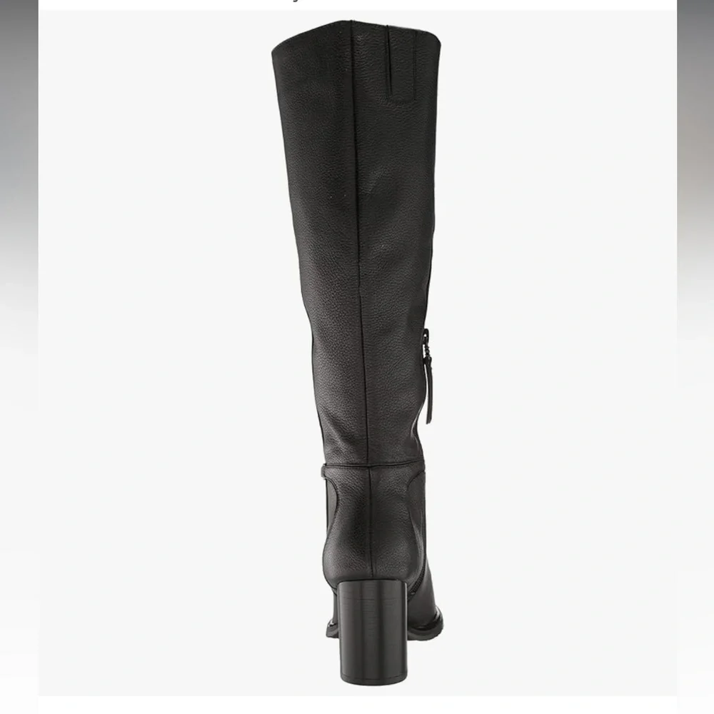 New Sam Edelman Women's Elsy Leather Knee‎ Length Black High Heel Boots Classic